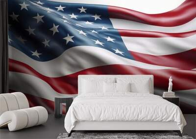 Waving American flag symbolizing patriotism and national pride. Wall mural