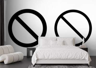 Black ban icon symbol set. Editable vectors stop prohibitions black icon. No sign, empty no symbol. Black ban icons set. Stop symbol. Vector illustration. Wall mural