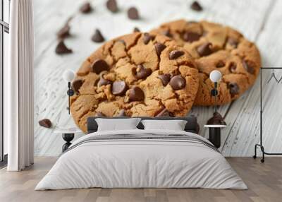 wooden table with oat cookies Wall mural