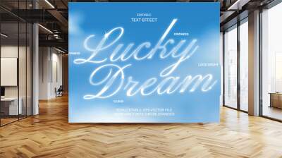 Lucky dream glass blue sky text effects. glass editable text effect Wall mural