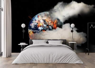 Burning globe earth Wall mural