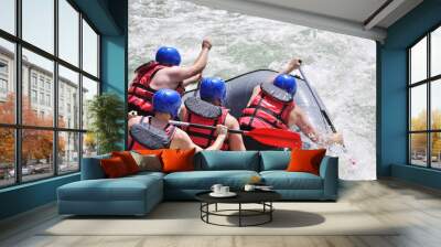 Rafting, splashing the white water Wall mural