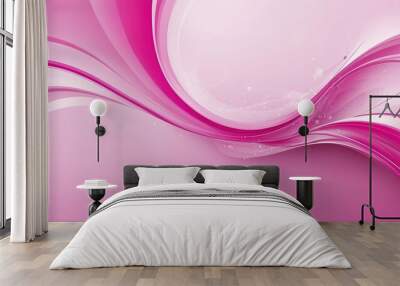 Abstract pink wavy Christmas background with space. Wall mural