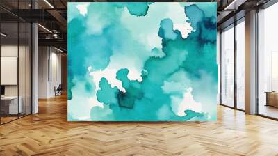 Blue and Green Watercolor Splashes Wall mural