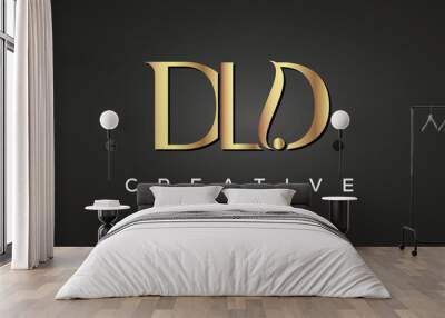 DLD creative luxury stylish logo design with golden premium look, initial tree letters customs logo for your business and company Wall mural