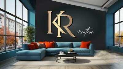 KR letters luxury jewellery fashion brand monogram, creative premium stylish golden logo icon Wall mural