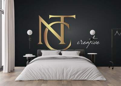 luxury letters NCT golden logo icon  premium monogram, creative royal logo design Wall mural