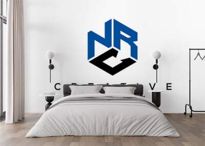 NRC three letters creative logo with hexagon Wall mural