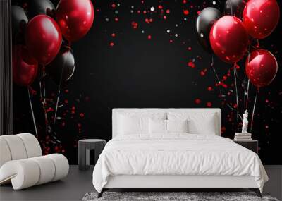 balloons with particles wallpaper banner template Wall mural