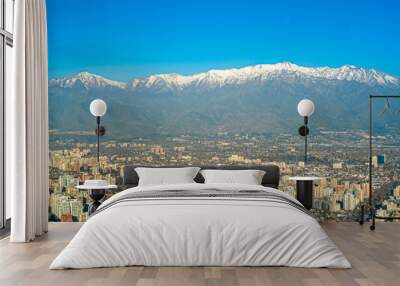 Panoramic view of Santiago with the Andes in the background Wall mural