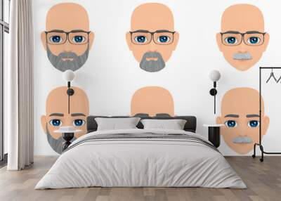 bald and old man head set Wall mural