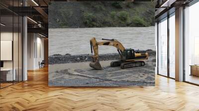 excavator blue sky heavy machine construction site Wall mural