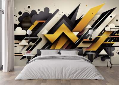 Explosive Abstraktion in 3D: Geometrische Formen, Farbverläufe und Kontraste verschmelzen zu einem kreativen und surrealen Kunstwerk voller Muster und lebendiger Farben Wall mural