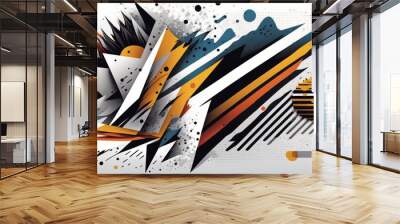 Explosive Abstraktion in 3D: Geometrische Formen, Farbverläufe und Kontraste verschmelzen zu einem kreativen und surrealen Kunstwerk voller Muster und lebendiger Farben Wall mural