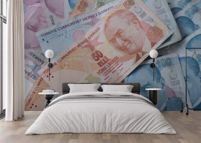 Turkish Lira banknotes  Wall mural