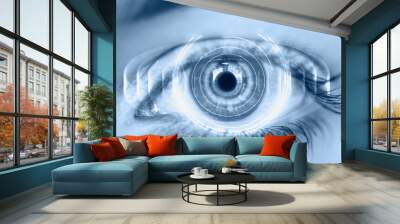 Close up of an eye and vision test Wall mural