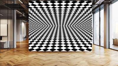 Geometric background with checkered texture - Abstract illusion Wall mural