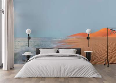 Namib desert with Atlantic ocean meets near Skeleton coast - 
Namibia, South Africa Wall mural