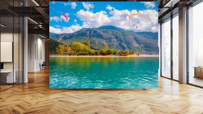 oludeniz lagoon in sea landscape view of beach, Turkey Wall mural