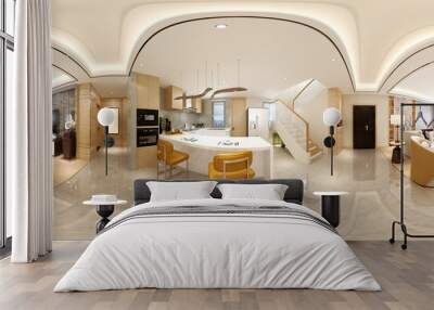 360 degrees house interior view. 3d render. Wall mural