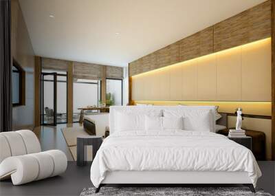 3d render luxury hotel room with two beds Wall mural