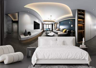 3d render of 360 degrees Virtual Reality Home interior Wall mural