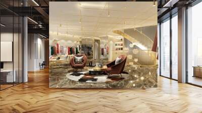 3d render of fashion store Wall mural