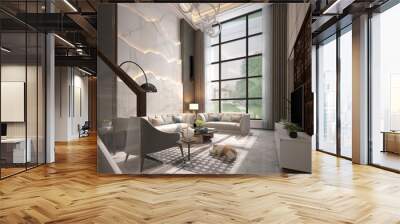 3d render of home living room Wall mural