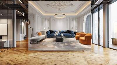 3d render of luxury home living room Wall mural