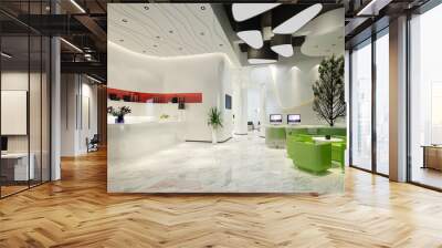 3d render of luxury hotel reception lobby Wall mural