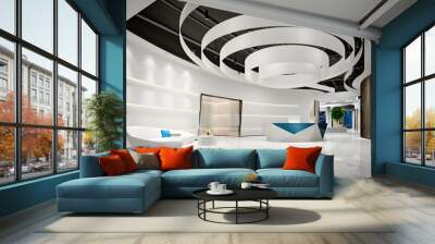 3d render of luxury hotel reception lobby Wall mural