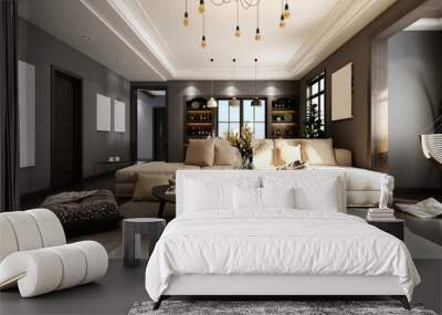 3d render of modern living room Wall mural