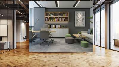 3d render of modern working office Wall mural