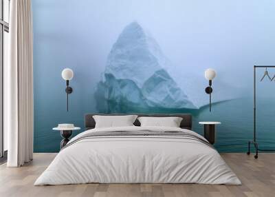 Icebergs in foggy day on Arctic Ocean in Greenland Wall mural