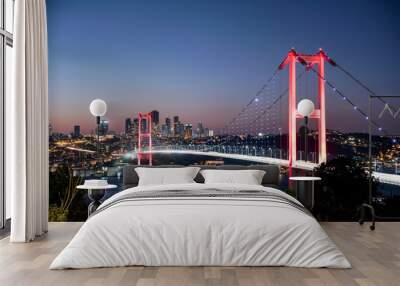 Istanbul bosphorus bridge at night Wall mural