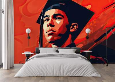 a image of a man in a graduation cap and gown Wall mural