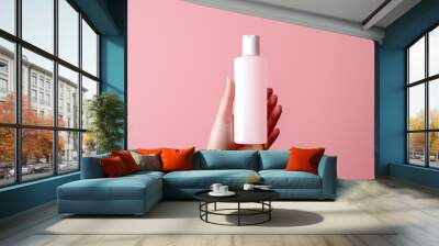 A mockup of a body lotion pump bottle with a buttery texture design. Wall mural