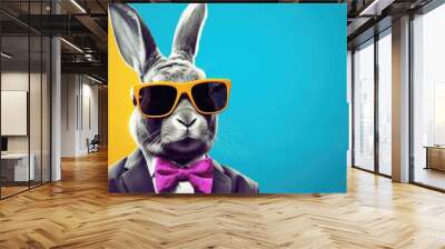 A stylish bunny sporting glasses. Wall mural