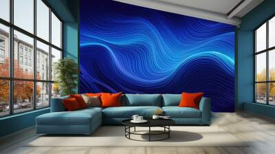 Abstract blue digital dynamic wave Wall mural