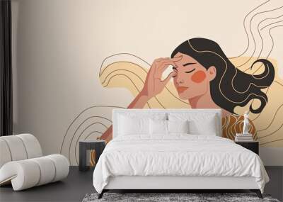 Creative Expression in Abstract Female Portrait Wall mural