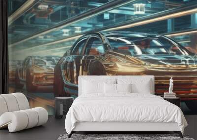 Cutting-edge technology is integral to the modern automobile production line. Wall mural