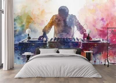 Dynamic DJ with Artistic Background Wall mural