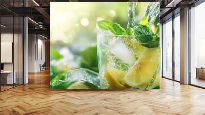 Fresh lemonade with mint and ice Wall mural