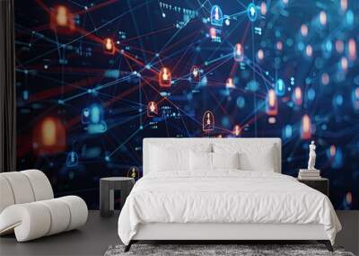 Futuristic Network of Digital Connections Wall mural