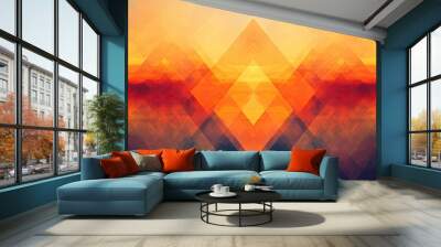 Geometric abstract background in orange and red hues. Wall mural