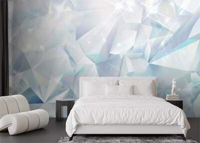 Glittering Ice-Like Blue Crystal Pattern Wall mural