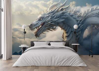 Majestic Chinese Dragon Sculpture Wall mural