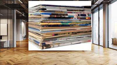 Piles of Old Magazines on White Background Wall mural