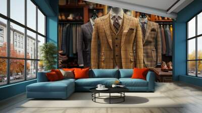 Stylish Men's Suits in Classic Boutique Wall mural