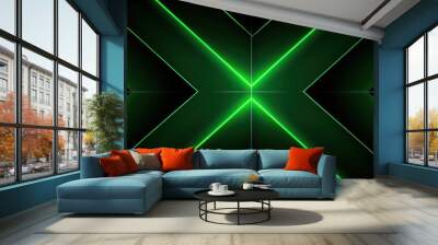 The light image is green and black with a green border. consists of many small green lines Wall mural